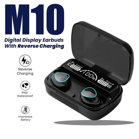 M10 Wireless Earbuds – Digital Display & Reverse Charging